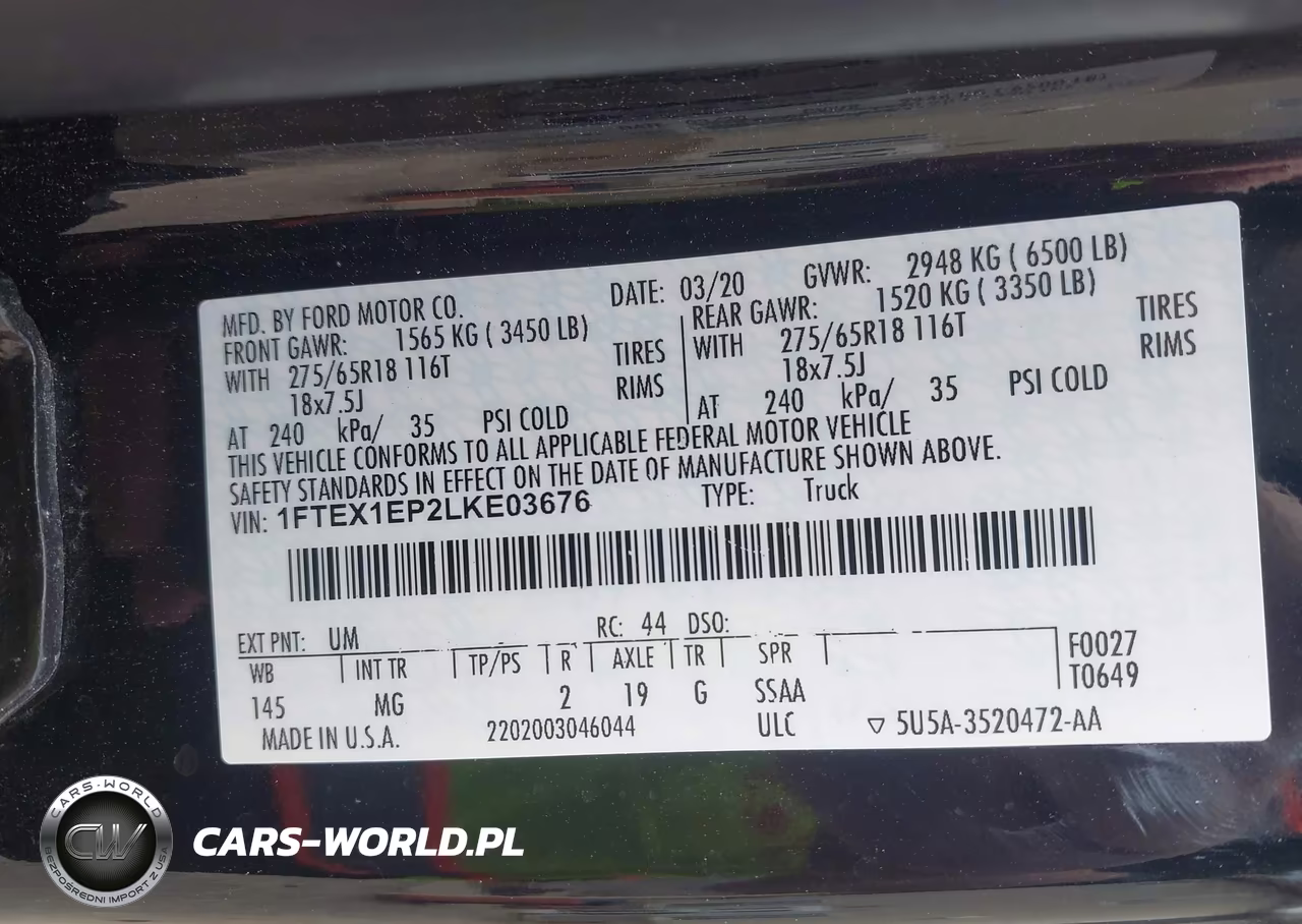 2020 Ford F-150 Xlt VIN:1FTEX1EP2LKE03676 - 9
