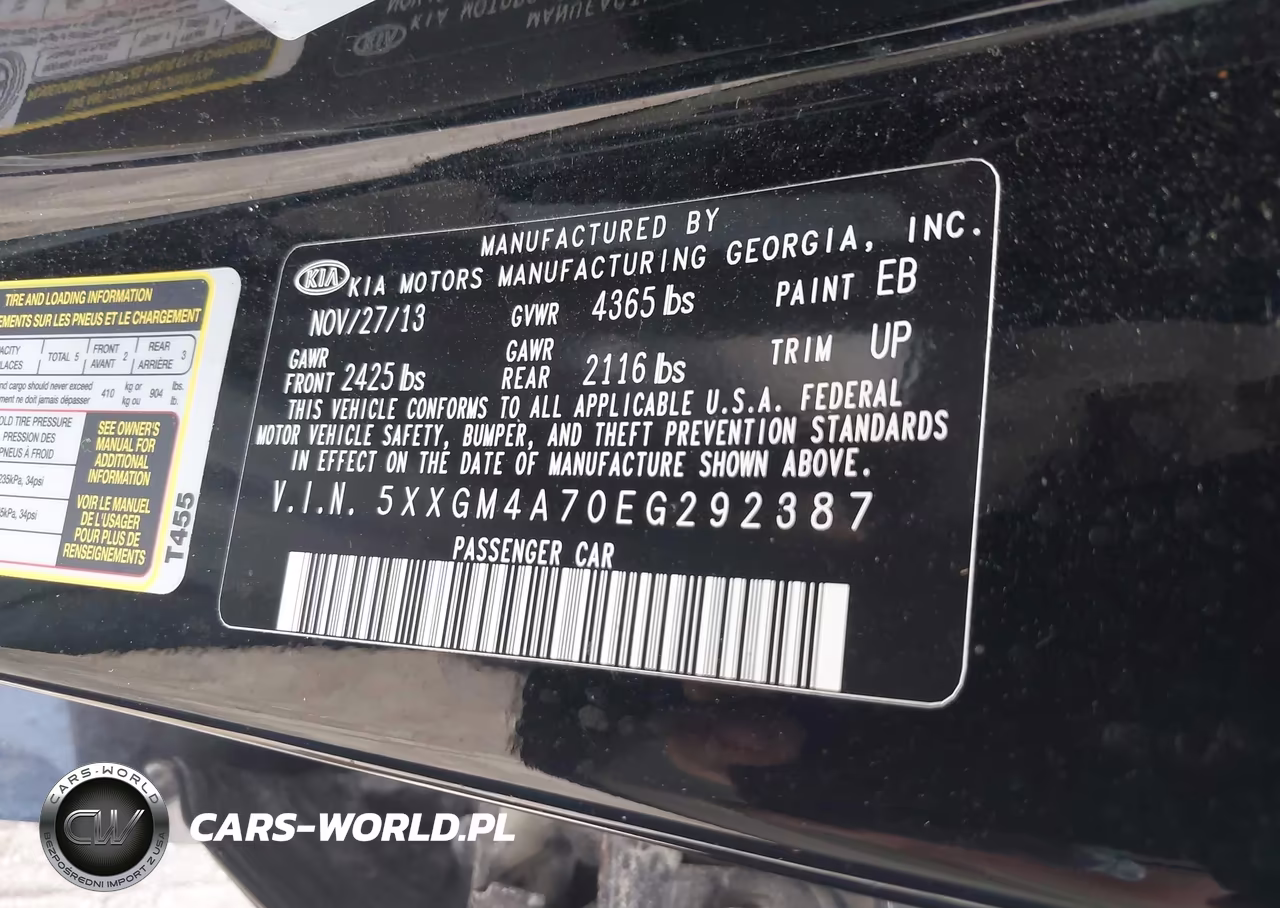 2014 Kia Optima Lx VIN:5XXGM4A70EG292387 - 9