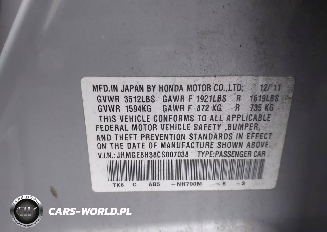 2012 Honda Fit VIN:JHMGE8H38CS007038 - 9