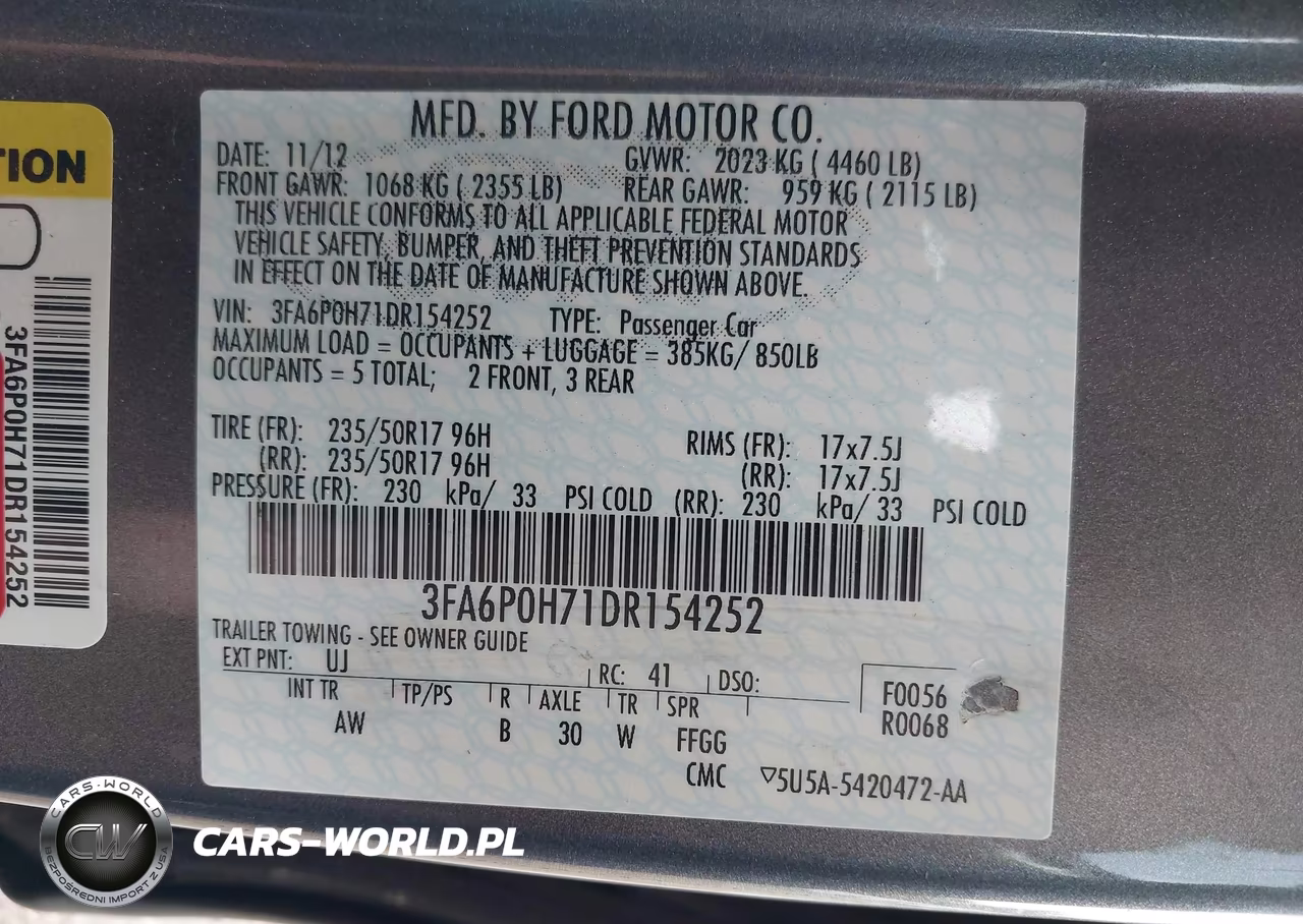 2013 Ford Fusion Se VIN:3FA6P0H71DR154252 - 9