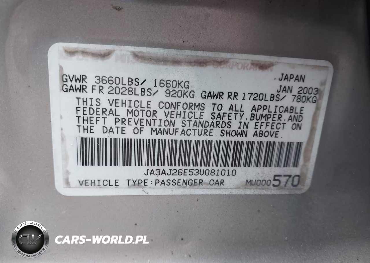 2003 Mitsubishi Lancer Es VIN:JA3AJ26E53U081010 - 9