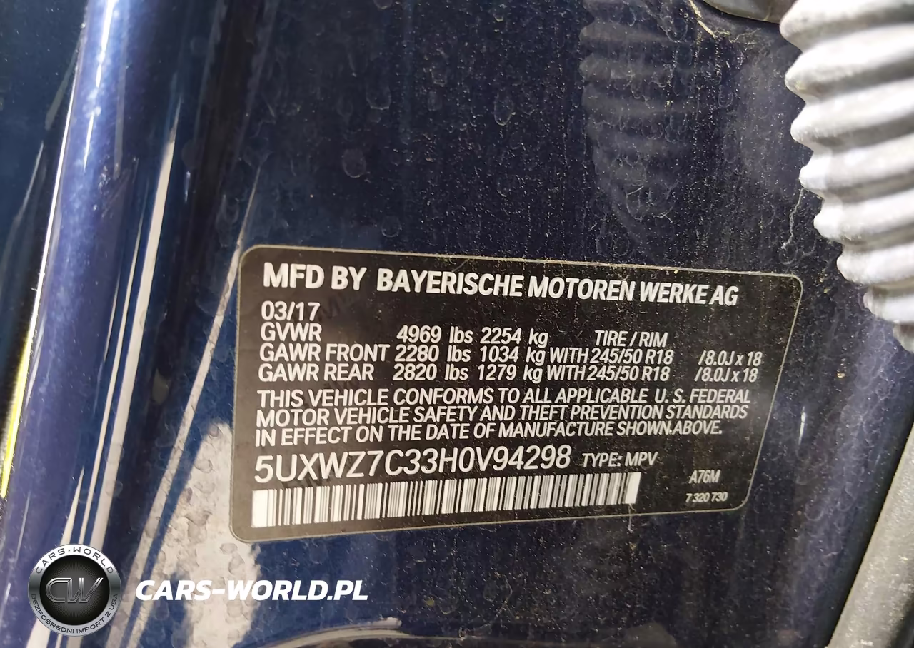 2017 BMW X3 Sdrive28I VIN:5UXWZ7C33H0V94298 - 9