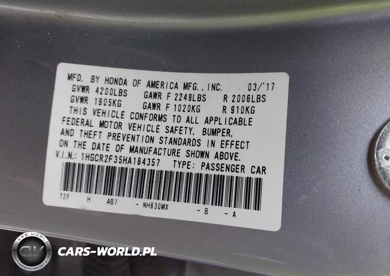 2017 Honda Accord Lx VIN:1HGCR2F35HA184357 - 9