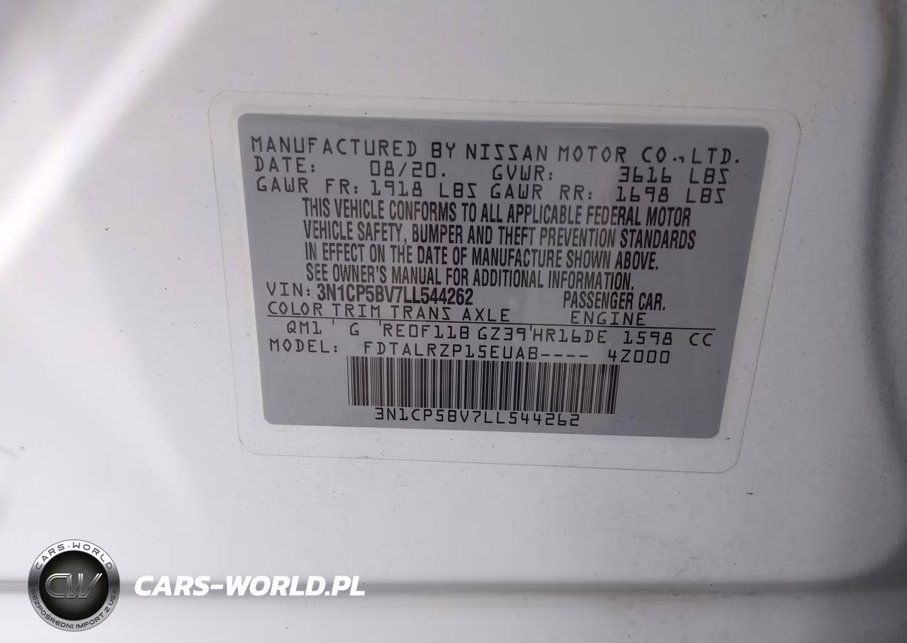 2020 Nissan Kicks S Xtronic Cvt VIN:3N1CP5BV7LL544262 - 9