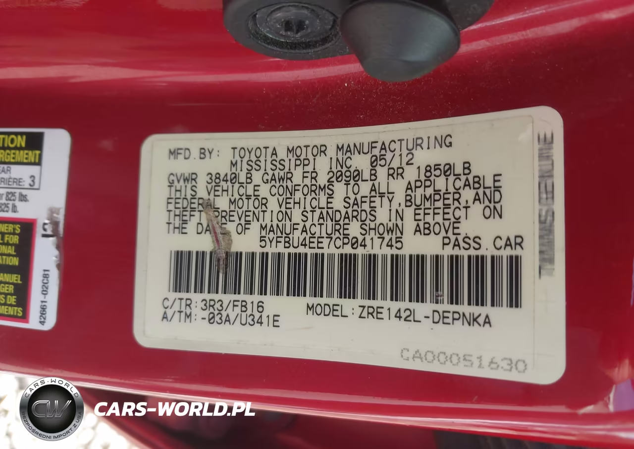 2012 Toyota Corolla Le VIN:5YFBU4EE7CP041745 - 9