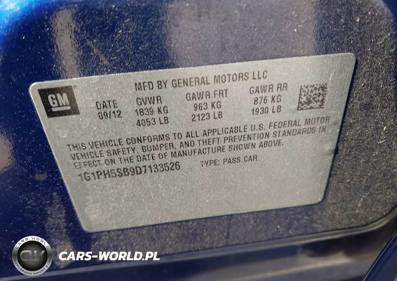 2013 Chevrolet Cruze Eco Auto VIN:1G1PH5SB9D7133526 - 9