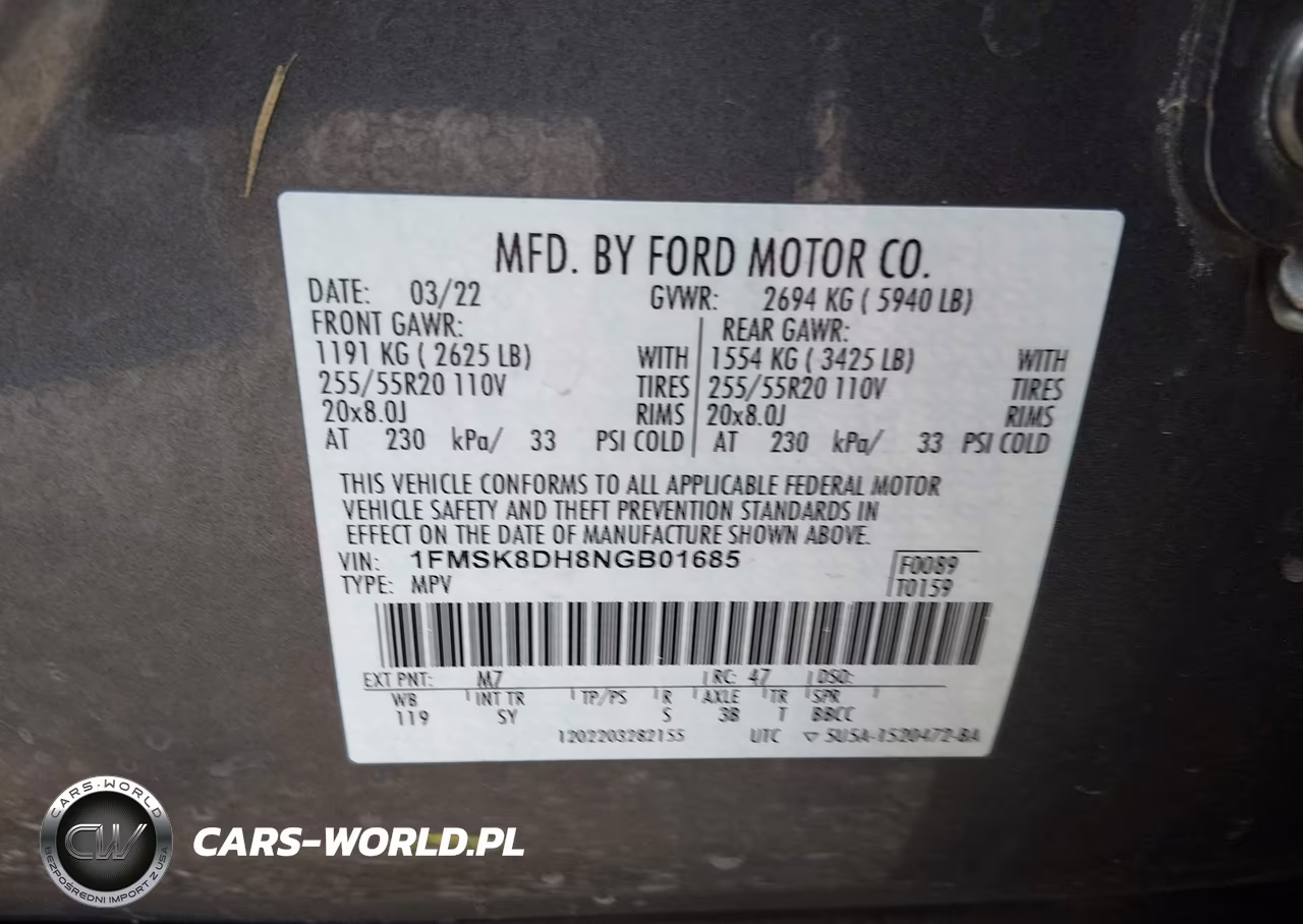 2022 Ford Explorer Xlt VIN:1FMSK8DH8NGB01685 - 9