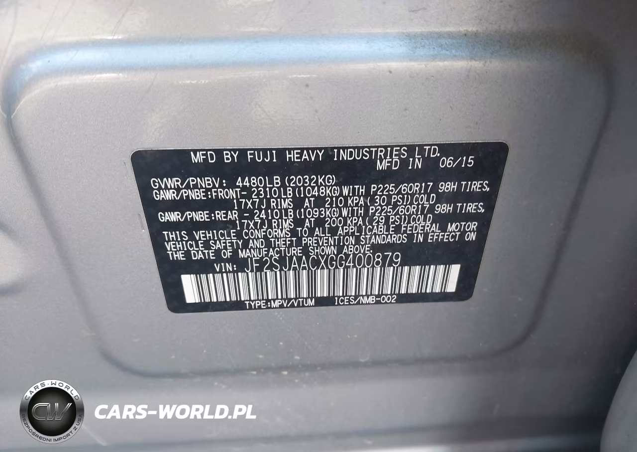 2016 Subaru Forester 2.5I VIN:JF2SJAACXGG400879 - 9