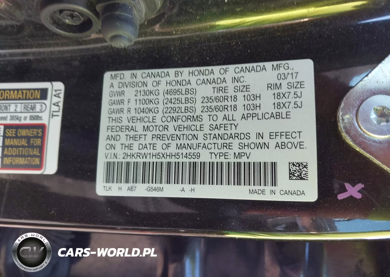 2017 Honda Cr-V Ex VIN:2HKRW1H5XHH514559 - 9