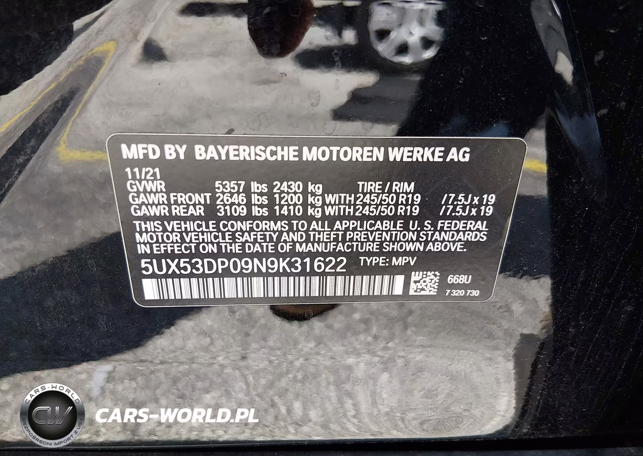 2022 BMW X3 xDrive30I VIN:5UX53DP09N9K31622 - 9