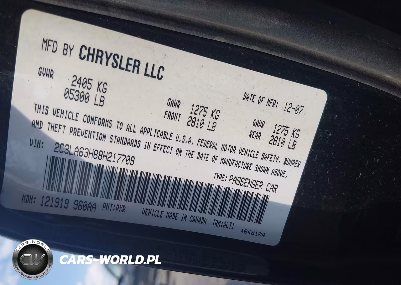 2008 Chrysler 300C Hemi VIN:2C3LA63H88H217709 - 9