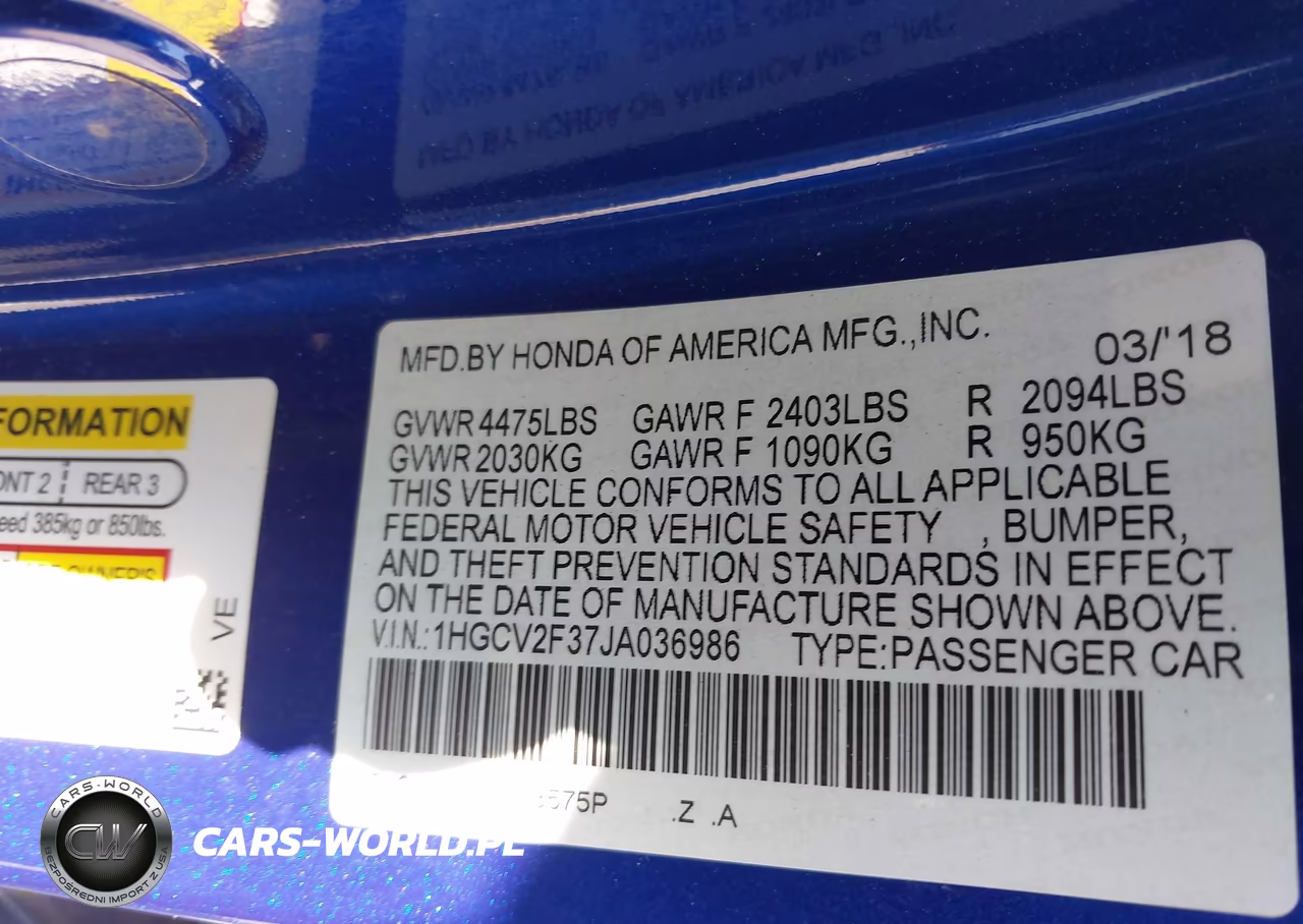 2018 Honda Accord Sport 2.0T VIN:1HGCV2F37JA036986 - 9