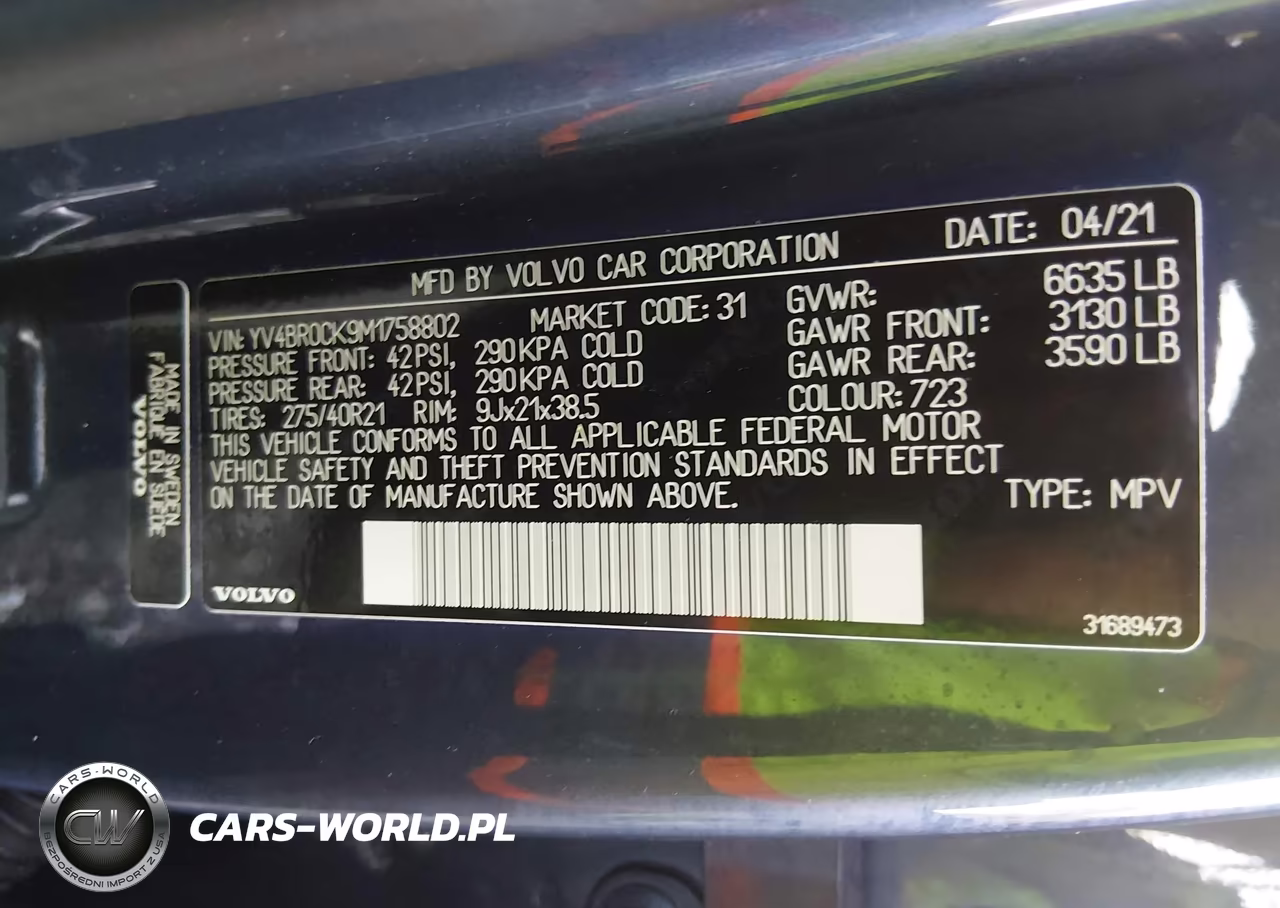 2021 Volvo Xc90 Recharge Plug-In Hybrid T8 Inscription Expression 7 Passenger VIN:YV4BR0CK9M1758802 - 9