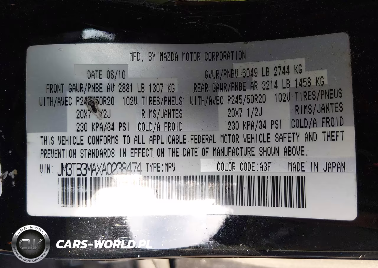 2010 Mazda Cx-9 Grand Touring VIN:JM3TB3MAXA0238474 - 9