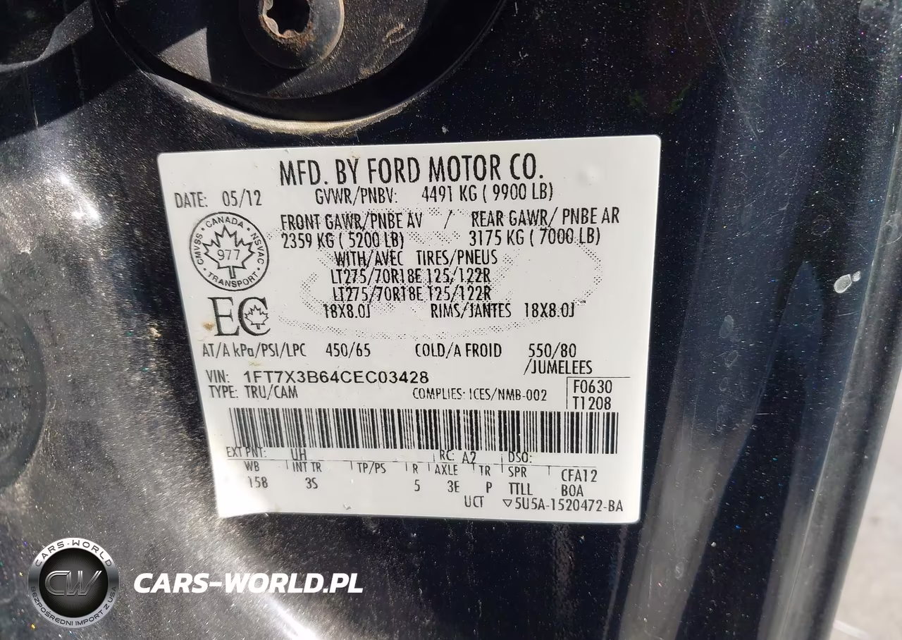 2012 Ford Super Duty F-350 Srw Xlt VIN:1FT7X3B64CEC03428 - 9