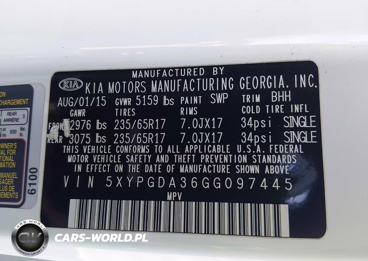 2016 Kia Sorento 2.4L Lx VIN:5XYPGDA36GG097445 - 9