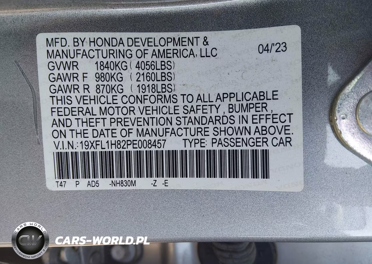2023 Honda Civic Sport Touring VIN:19XFL1H82PE008457 - 9