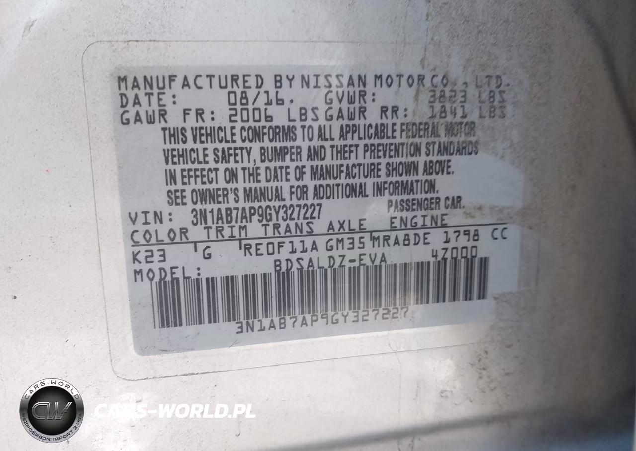 2016 Nissan Sentra Sv VIN:3N1AB7AP9GY327227 - 9