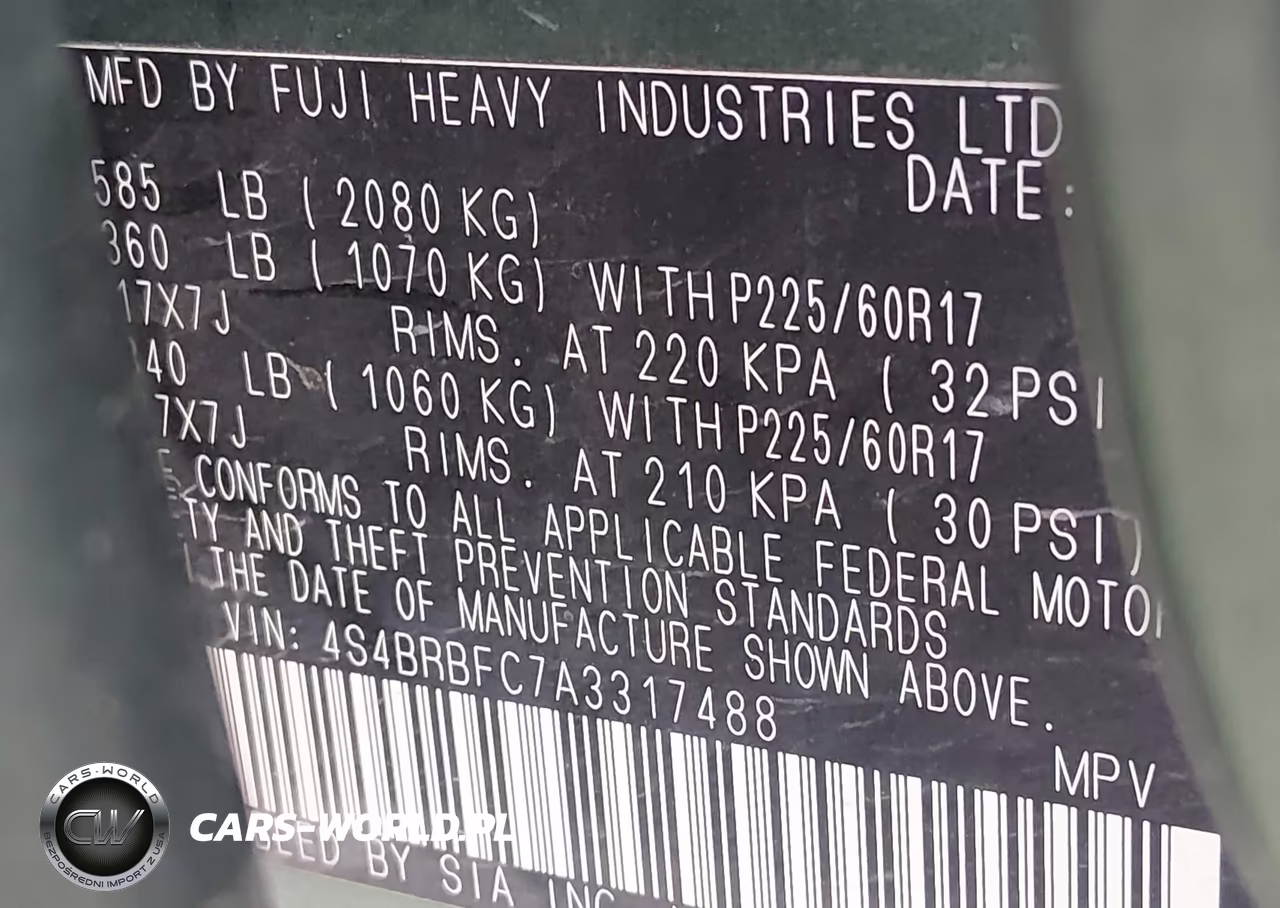 2010 Subaru Outback 2.5I Premium VIN:4S4BRBFC7A3317488 - 9
