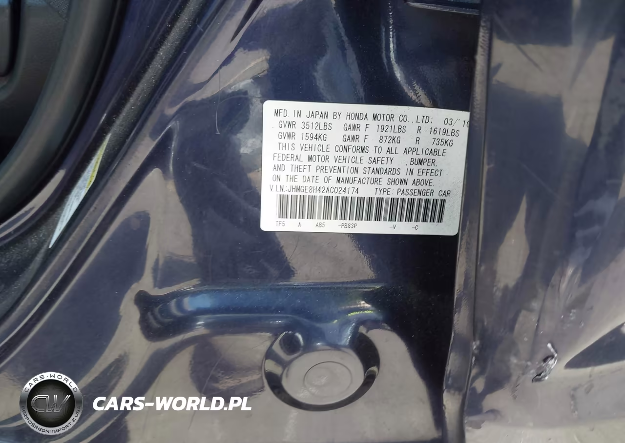 2010 Honda Fit Sport VIN:JHMGE8H42AC024174 - 9