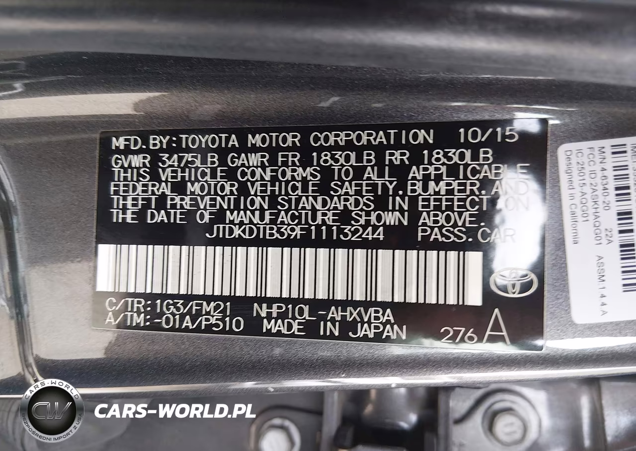 2015 Toyota Prius C Two VIN:JTDKDTB39F1113244 - 9