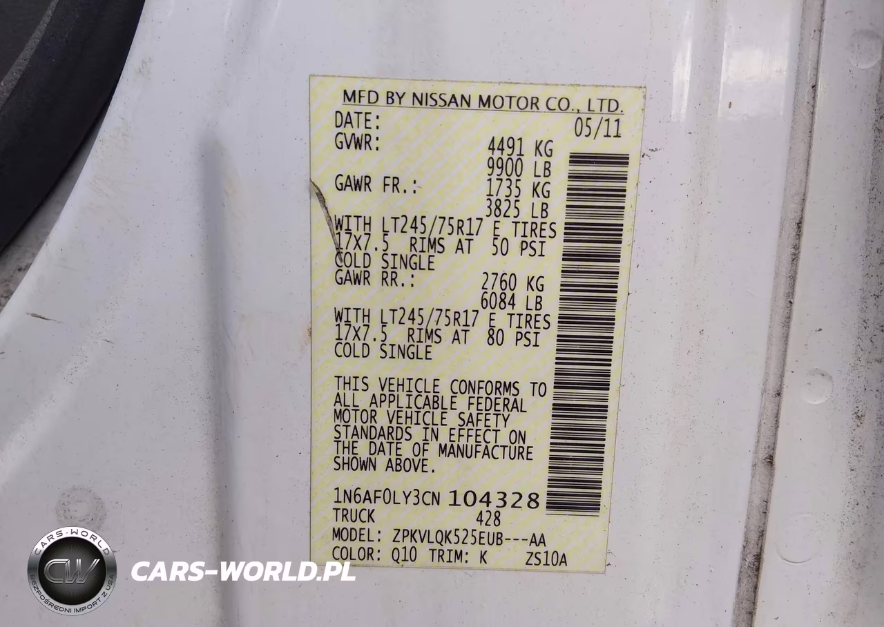 2012 Nissan Nv 3500 Nv3500 Hd S V8 VIN:1N6AF0LY3CN104328 - 9