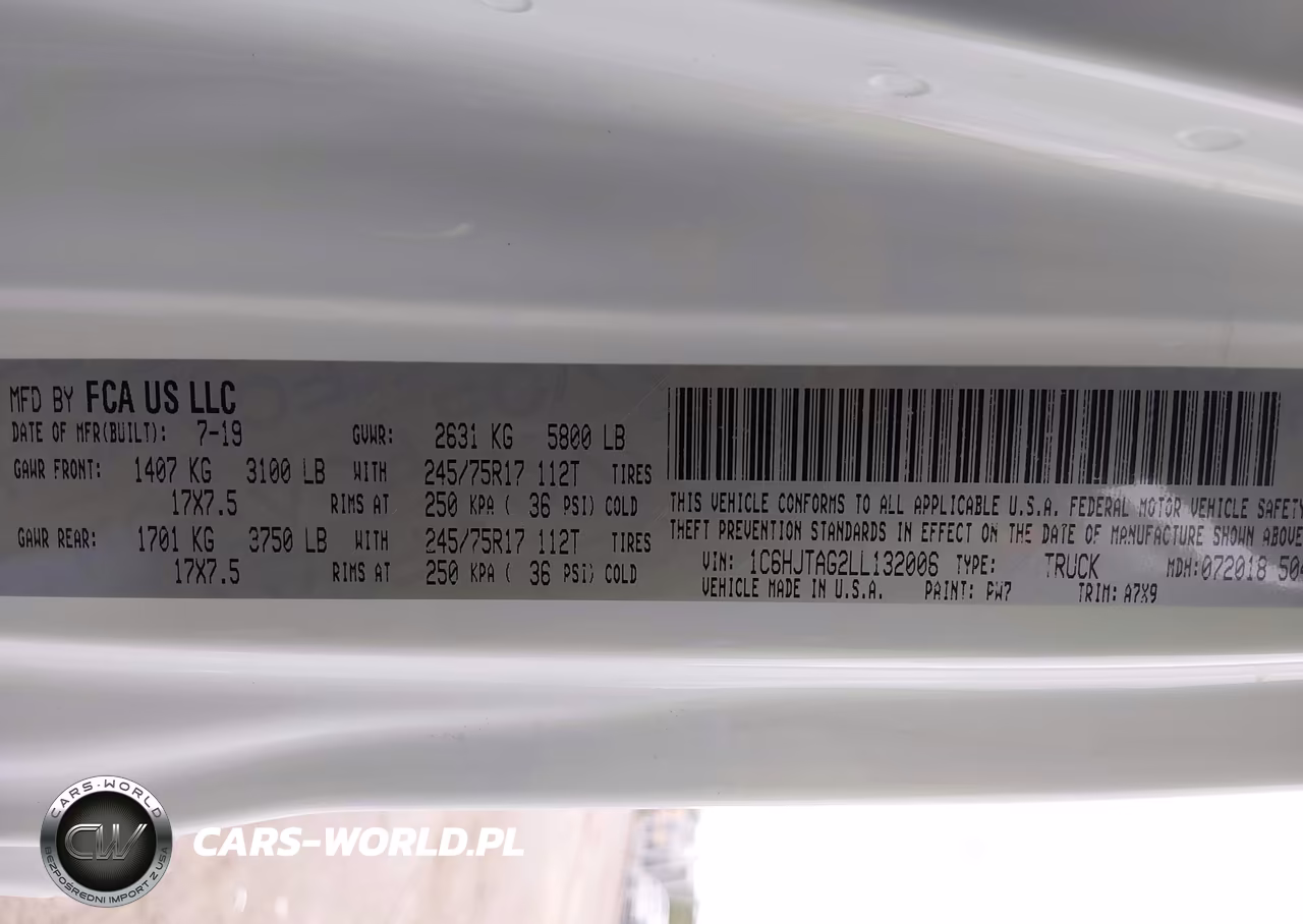 2020 Jeep Gladiator Sport S 4X4 VIN:1C6HJTAG2LL132006 - 9