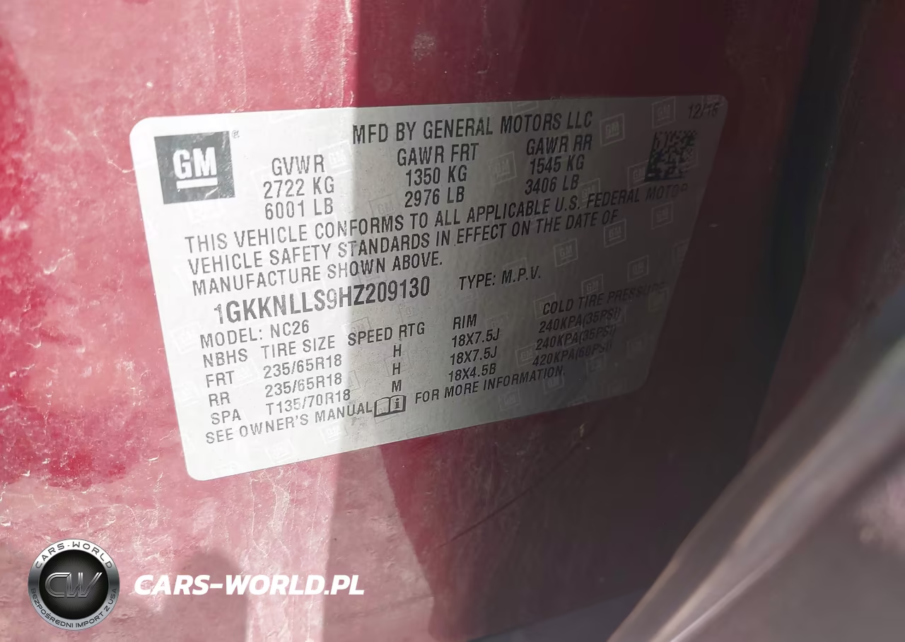 2017 GMC Acadia Sle-2 VIN:1GKKNLLS9HZ209130 - 9