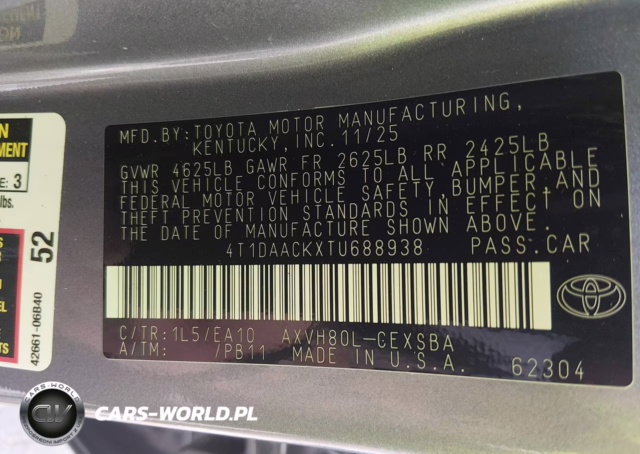 2026 Toyota Camry Se VIN:4T1DAACKXTU688938 - 9