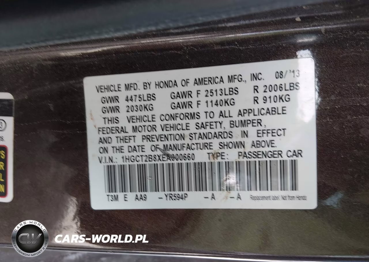 2014 Honda Accord Ex-L V-6 VIN:1HGCT2B8XEA000660 - 9