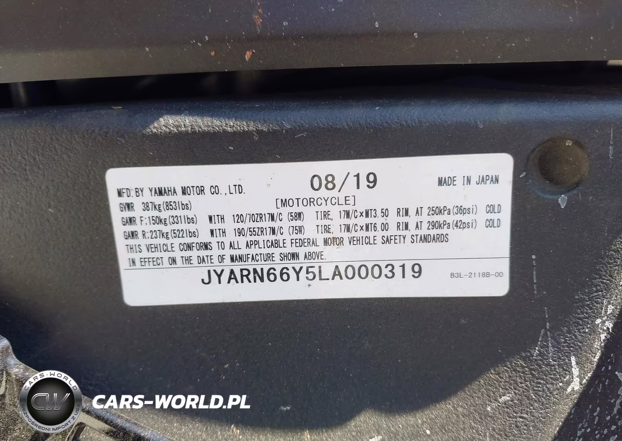 2020 Yamaha Yzfr1 VIN:JYARN66Y5LA000319 - 10