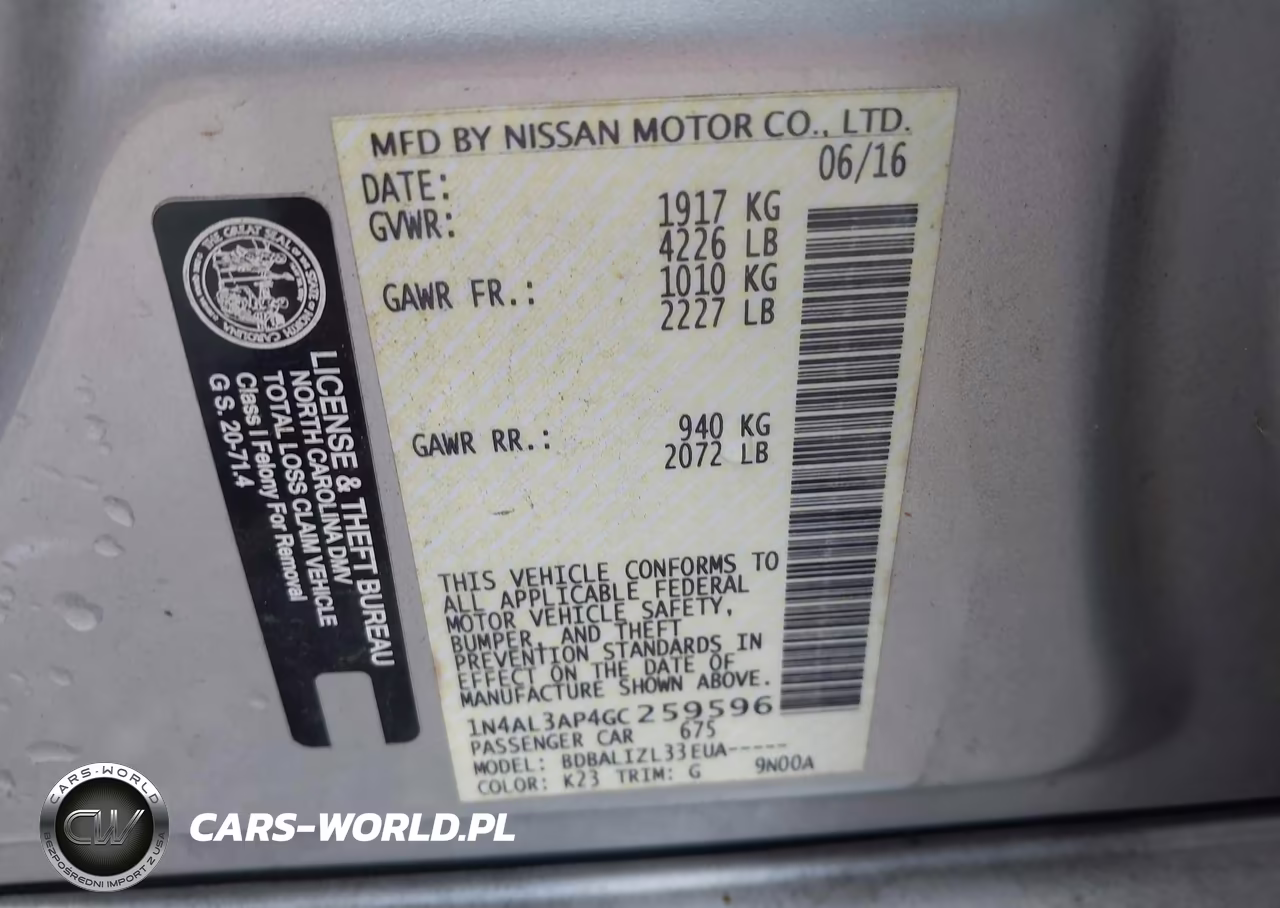 2016 Nissan Altima 2.5 Sv VIN:1N4AL3AP4GC259596 - 9