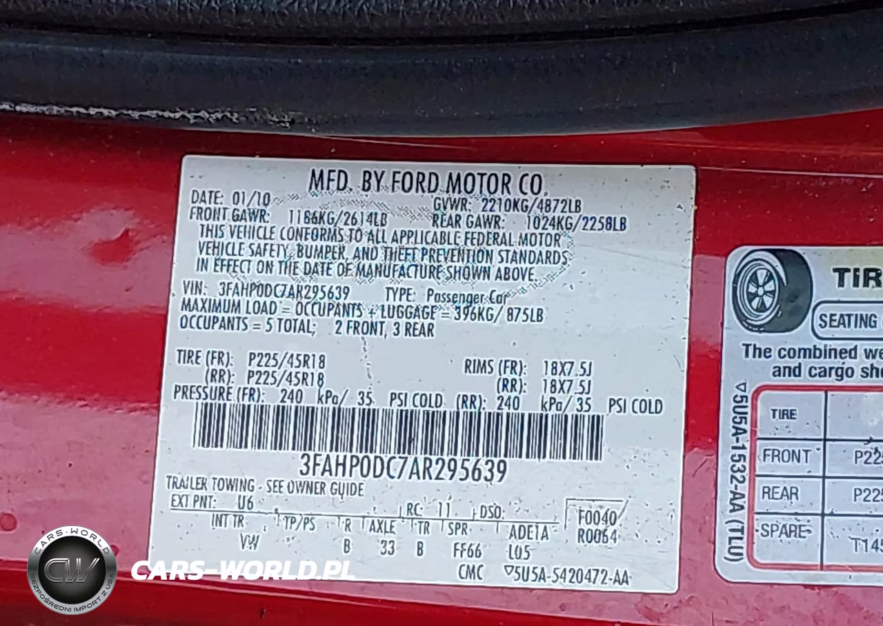 2010 Ford Fusion Sport VIN:3FAHP0DC7AR295639 - 9