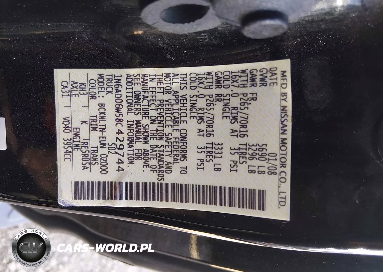 2008 Nissan Frontier Se VIN:1N6AD06W58C429744 - 9