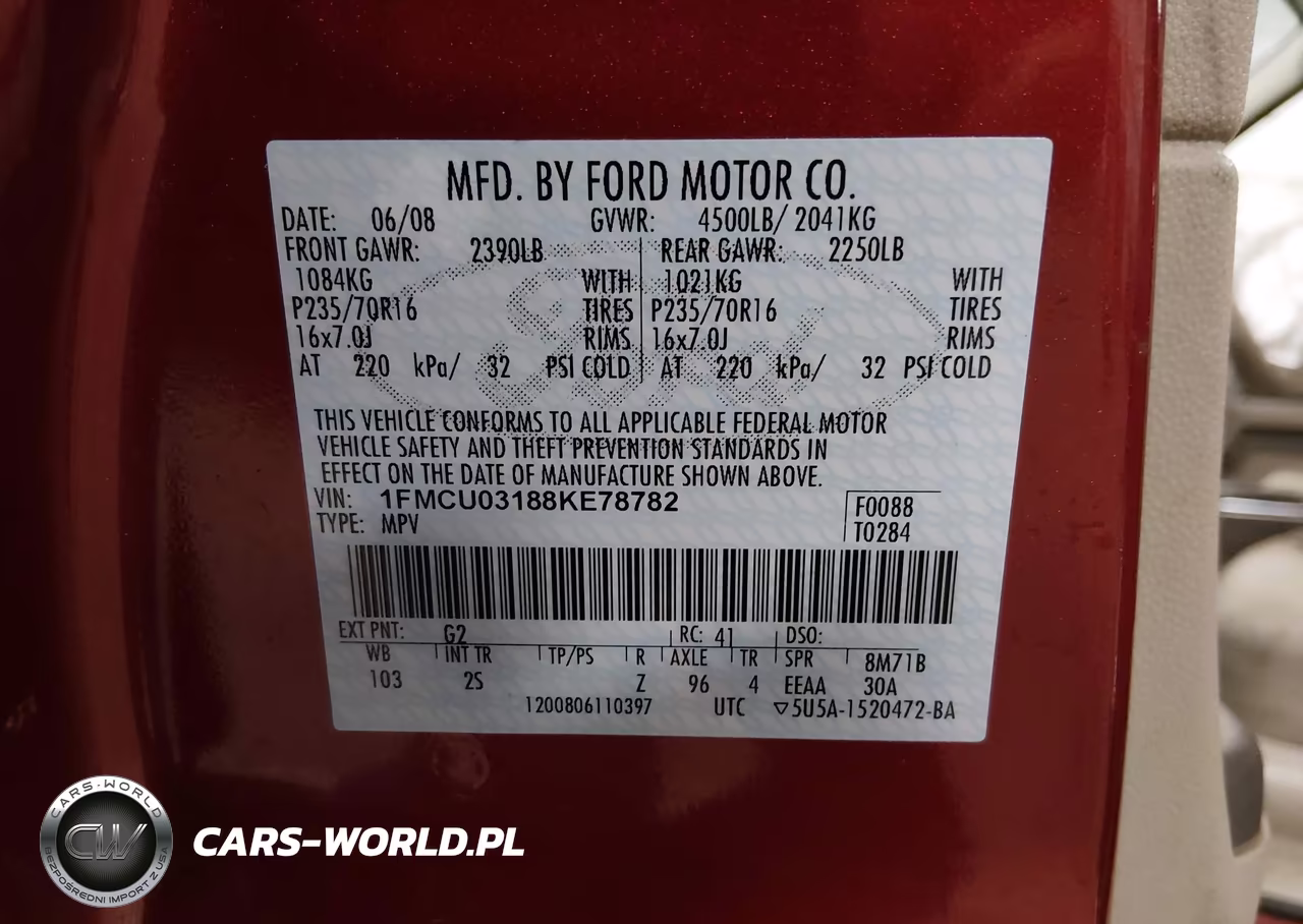 2008 Ford Escape Xlt VIN:1FMCU03188KE78782 - 9