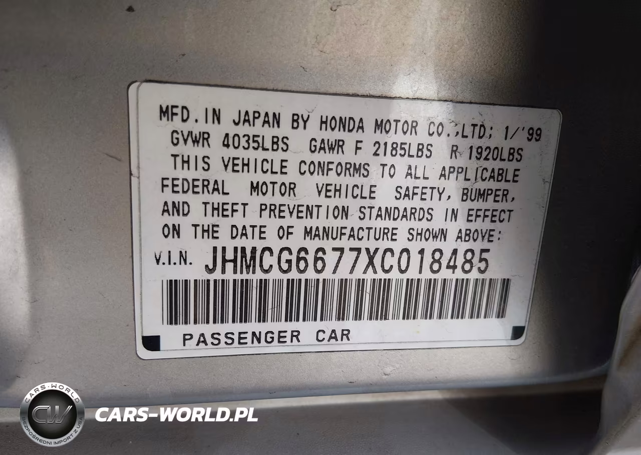 1999 Honda Accord Ex VIN:JHMCG6677XC018485 - 9