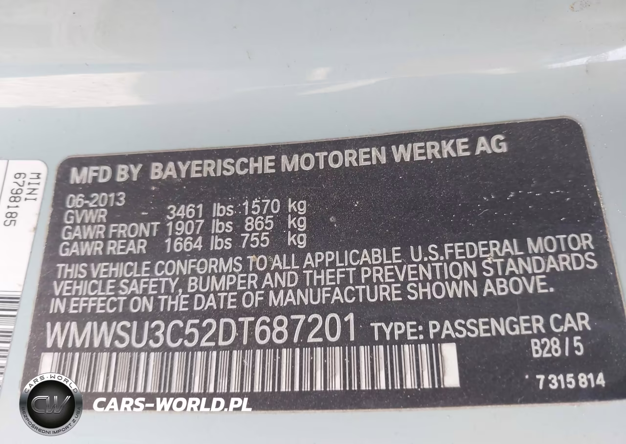 2013 Mini Hardtop Cooper VIN:WMWSU3C52DT687201 - 9
