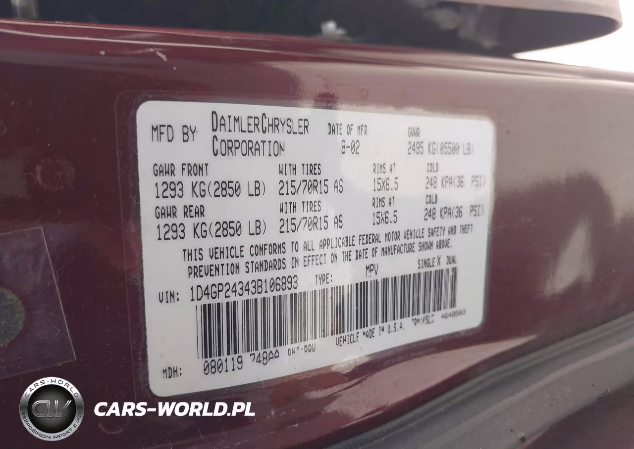 2003 Dodge Grand Caravan Se VIN:1D4GP24343B106893 - 9