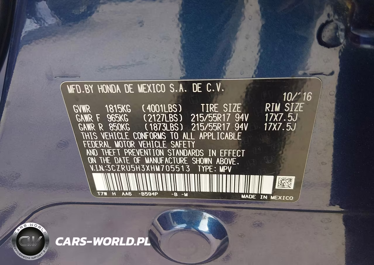 2017 Honda Hr-V Lx VIN:3CZRU5H3XHM705513 - 9