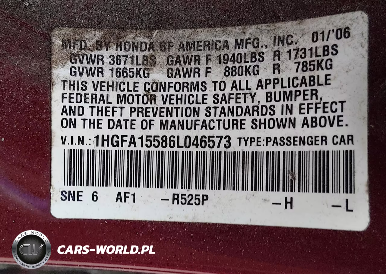 2006 Honda Civic Lx VIN:1HGFA15586L046573 - 9