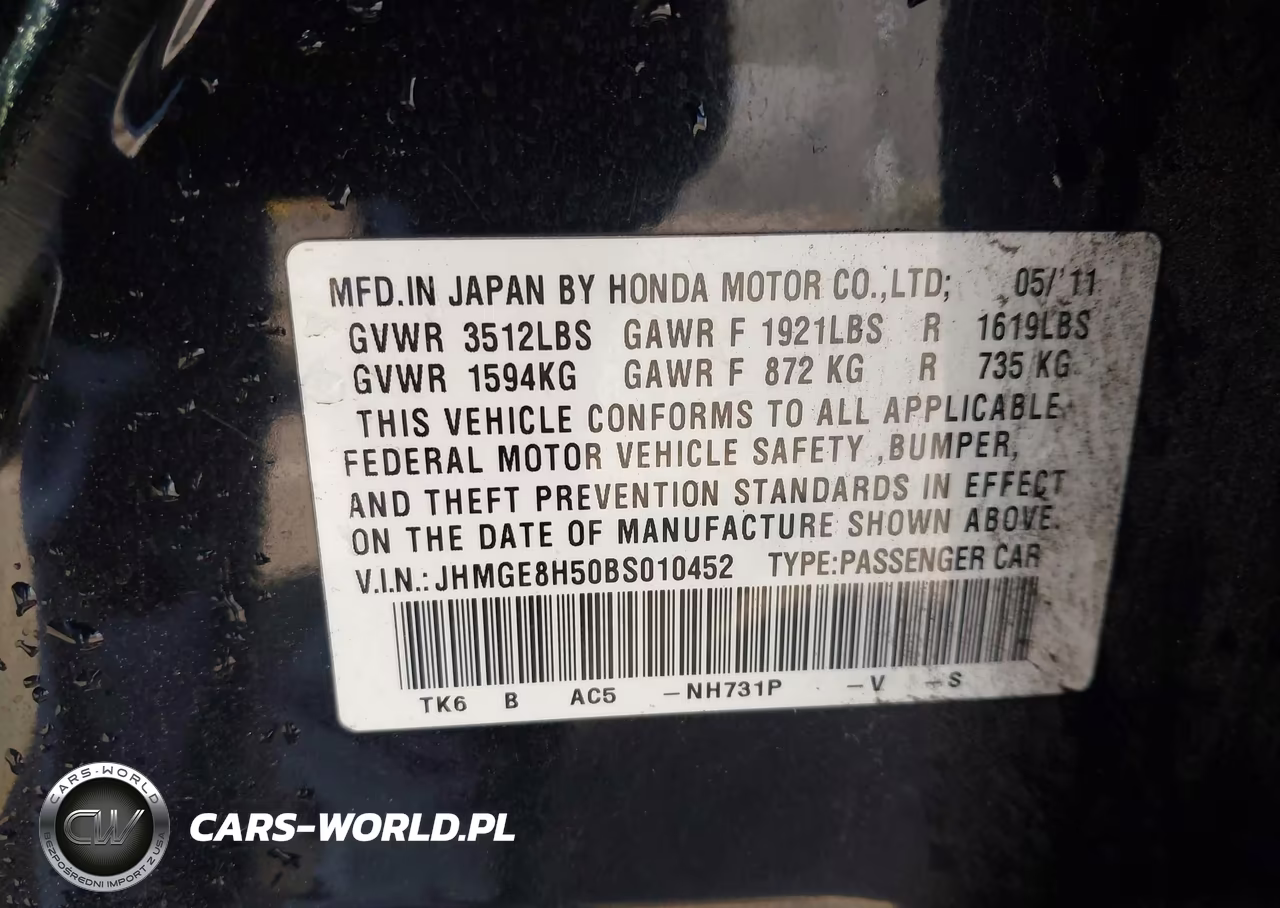 2011 Honda Fit Sport VIN:JHMGE8H50BS010452 - 9