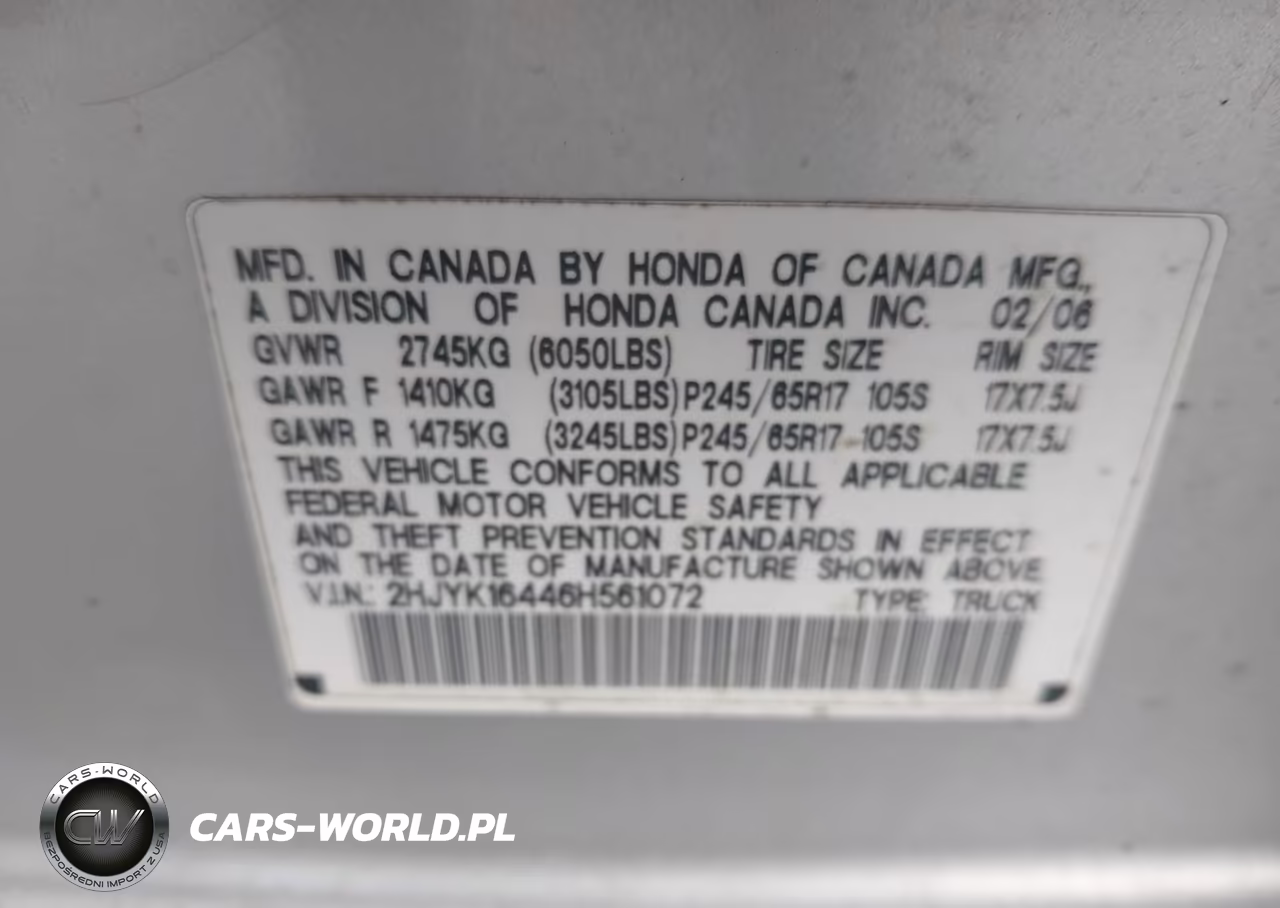 2006 Honda Ridgeline Rts VIN:2HJYK16446H561072 - 9