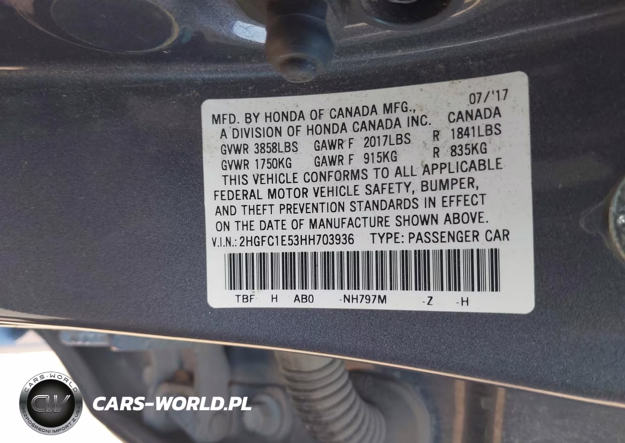 2017 Honda Civic Si VIN:2HGFC1E53HH703936 - 9