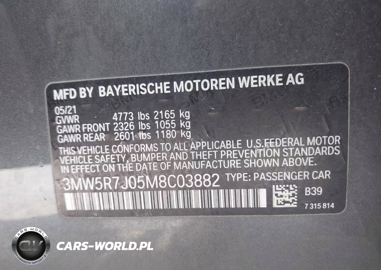 2021 BMW 330I xDrive VIN:3MW5R7J05M8C03882 - 9