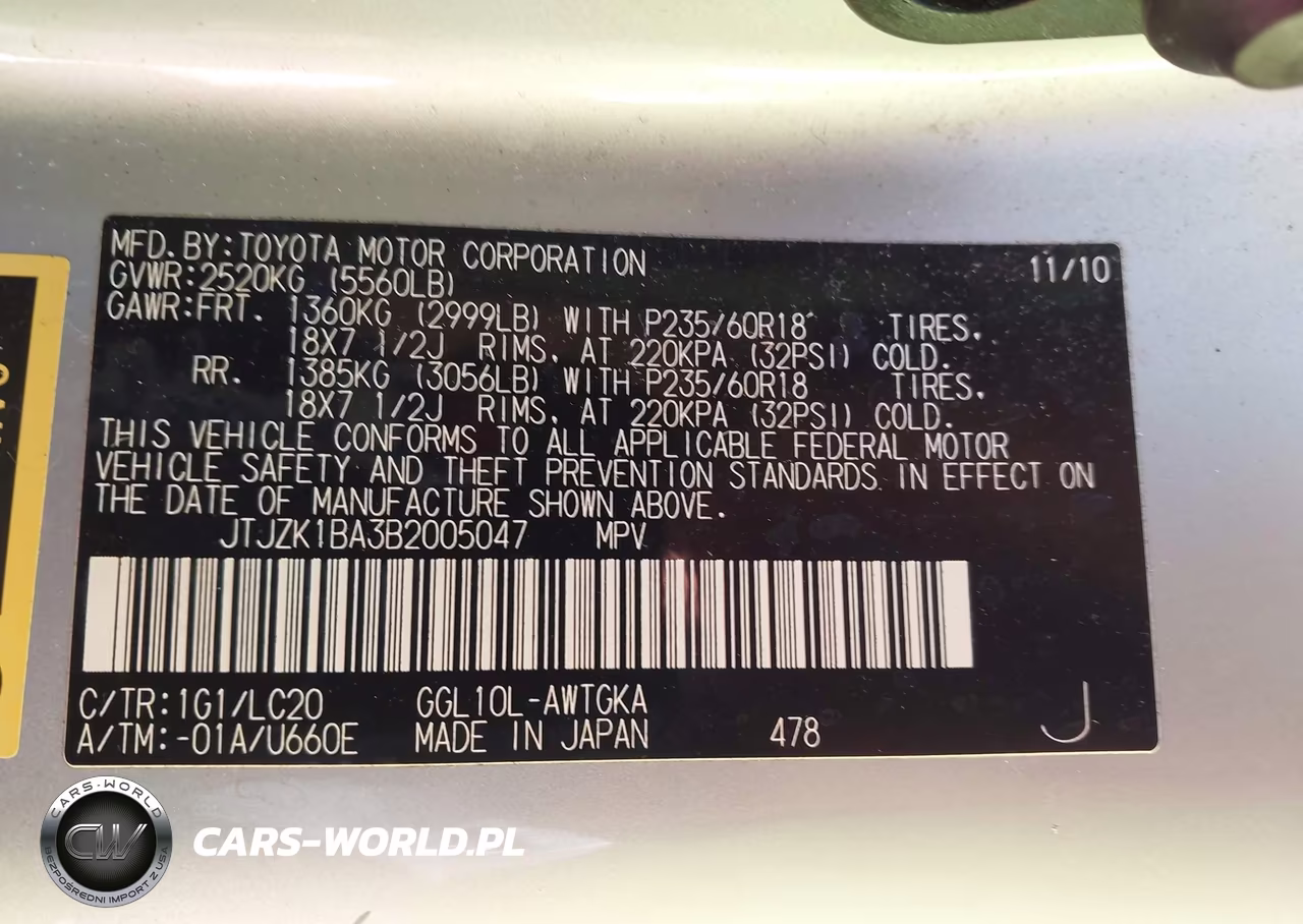 2011 Lexus Rx 350 VIN:JTJZK1BA3B2005047 - 9