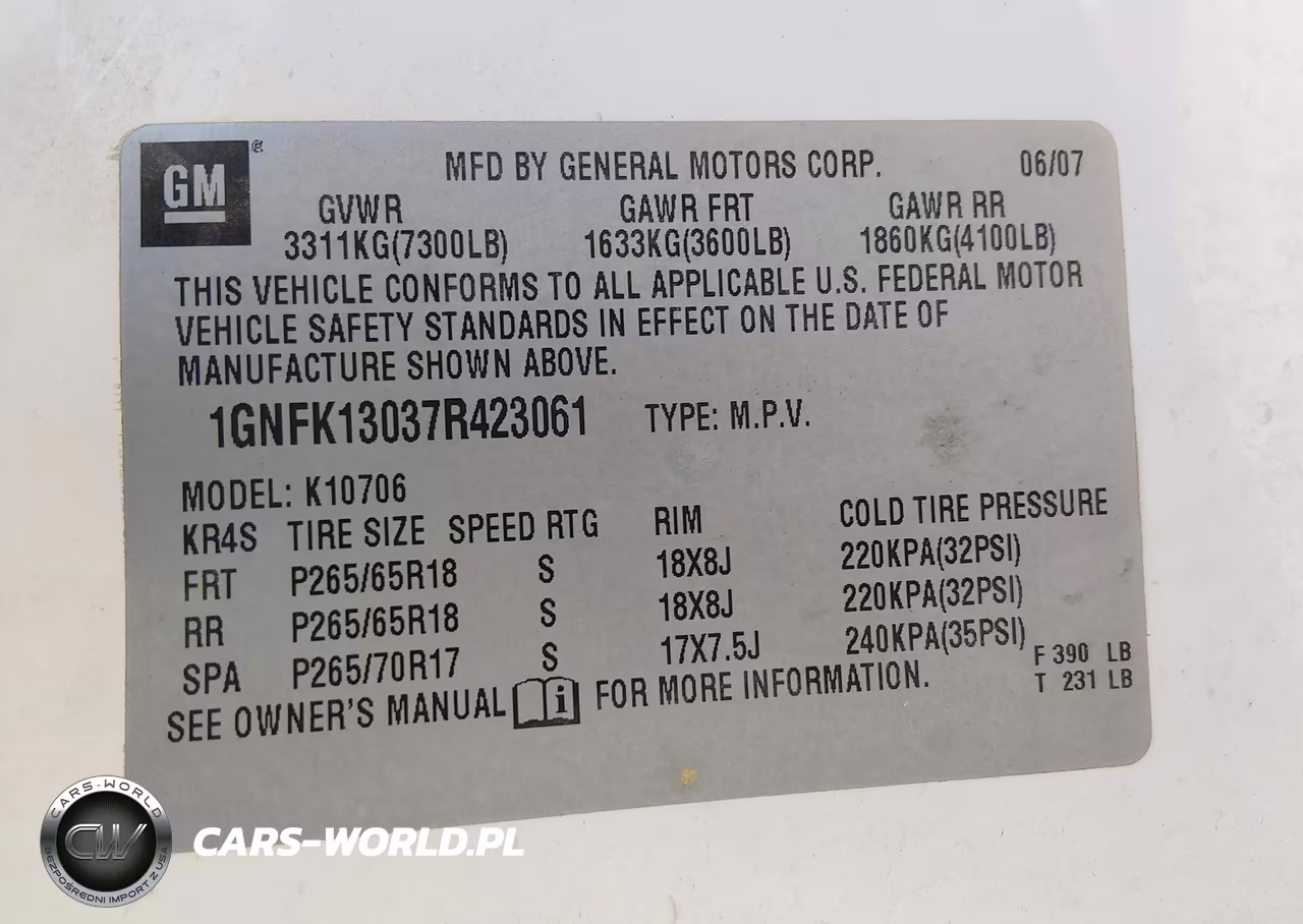 2007 Chevrolet Tahoe Lt VIN:1GNFK13037R423061 - 9