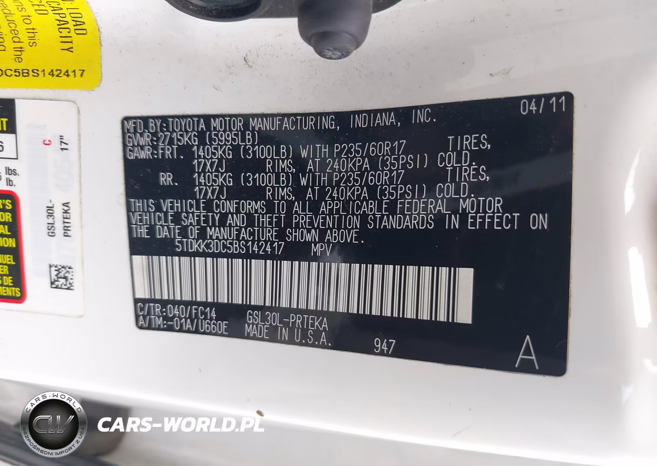 2011 Toyota Sienna Le V6 VIN:5TDKK3DC5BS142417 - 9