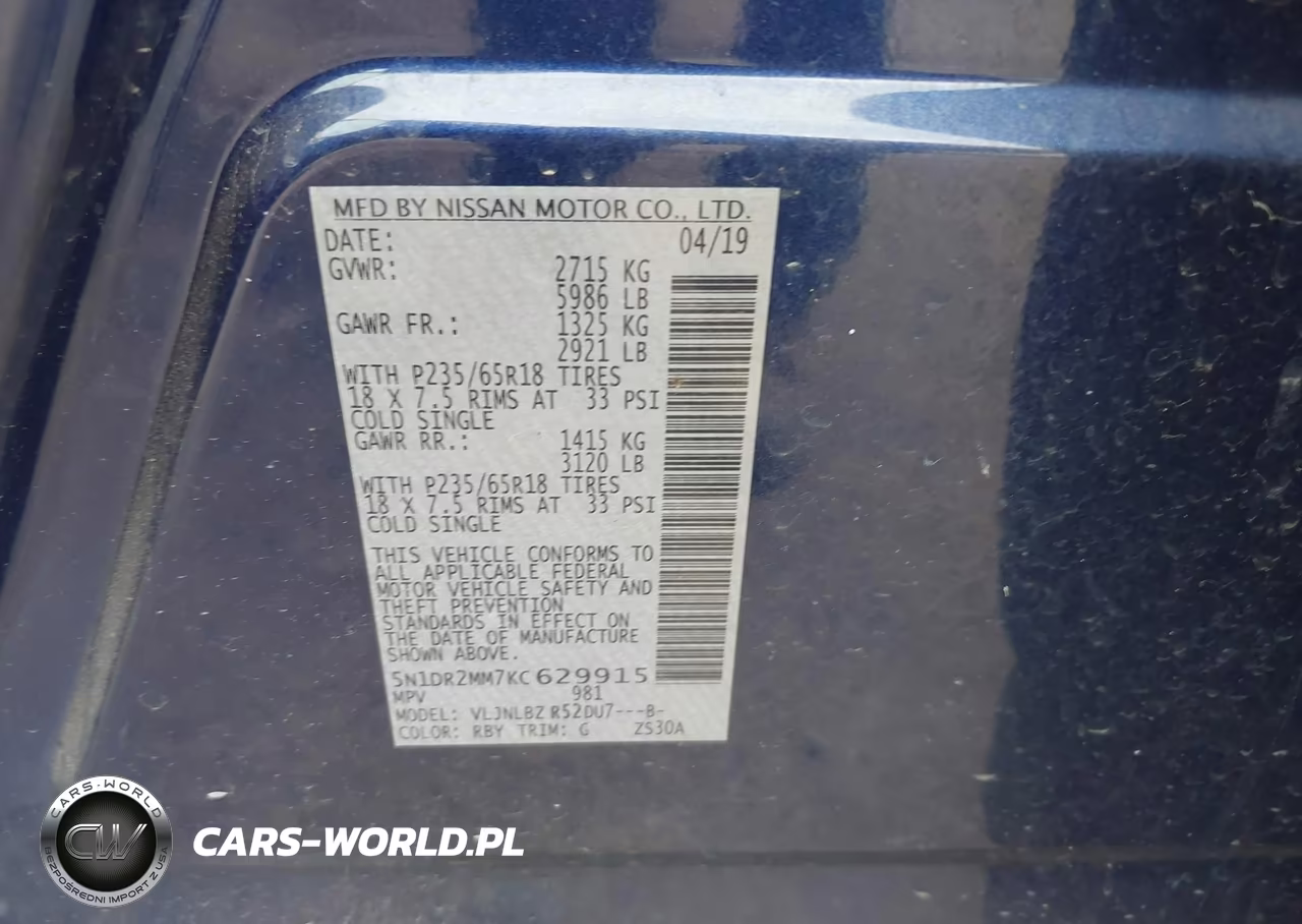 2019 Nissan Pathfinder S VIN:5N1DR2MM7KC629915 - 9