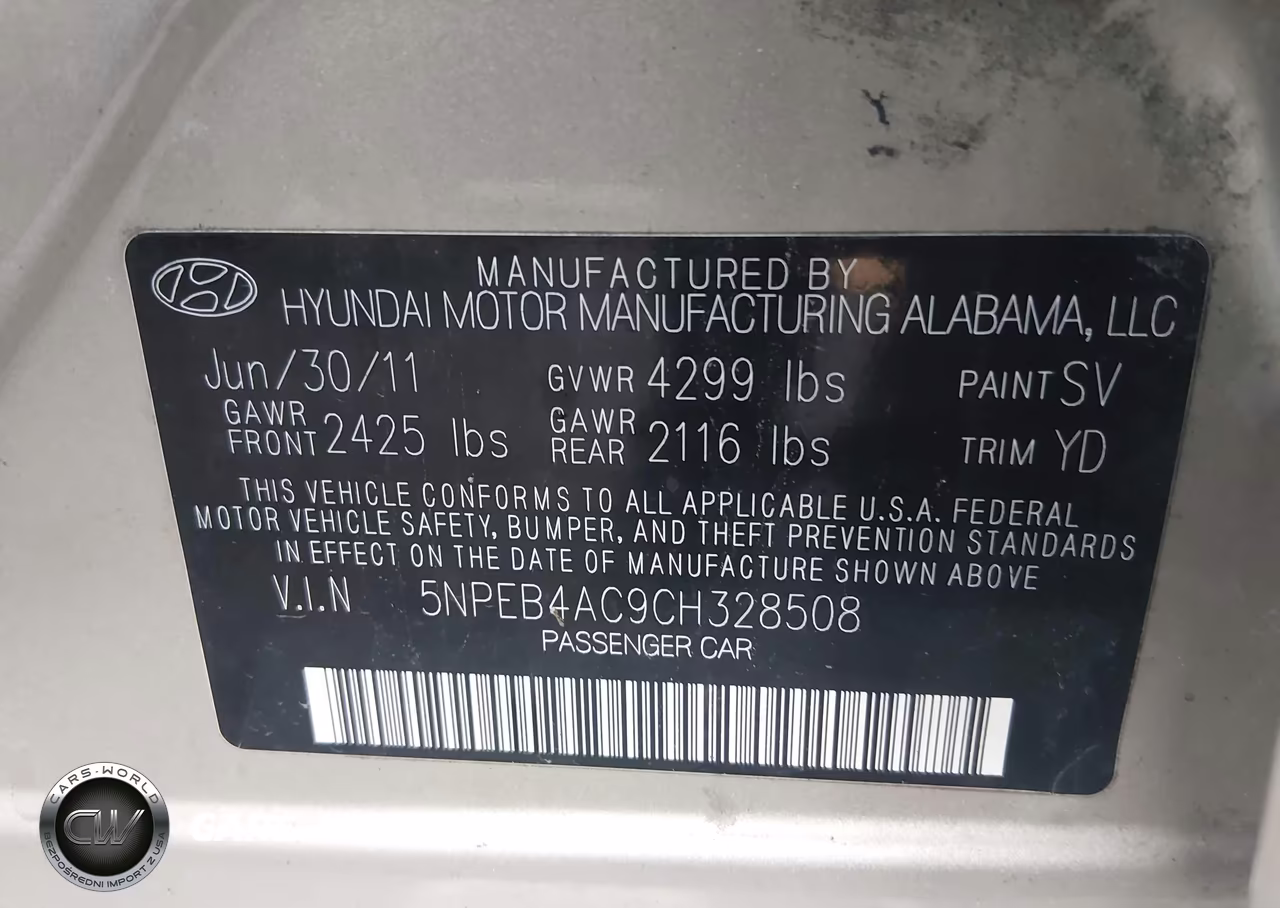 2012 Hyundai Sonata Gls VIN:5NPEB4AC9CH328508 - 9