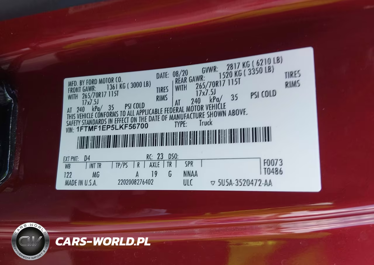 2020 Ford F-150 Xlt VIN:1FTMF1EP5LKF56700 - 9